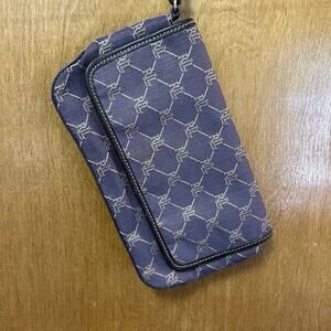 PreOwned Lauren Ralph Lauren purple, beige wristlet purse clutch